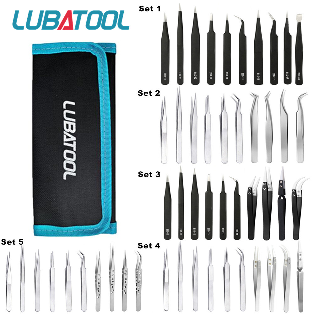 Electronics Repair Tool Kit - 10개 세트 핀셋 세트 가방 스테인리스