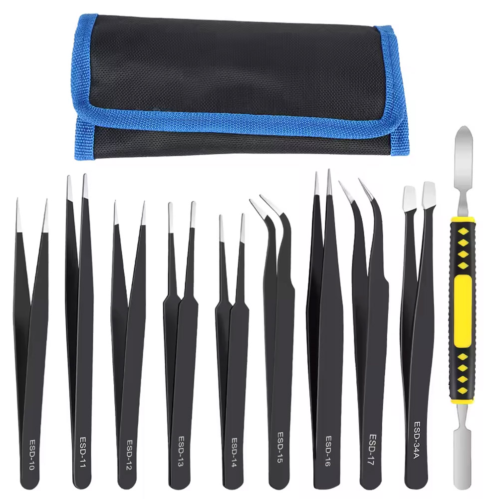 Electronics Repair Tool Kit - 10개/세트 정밀 정전기 방지 곡선 및